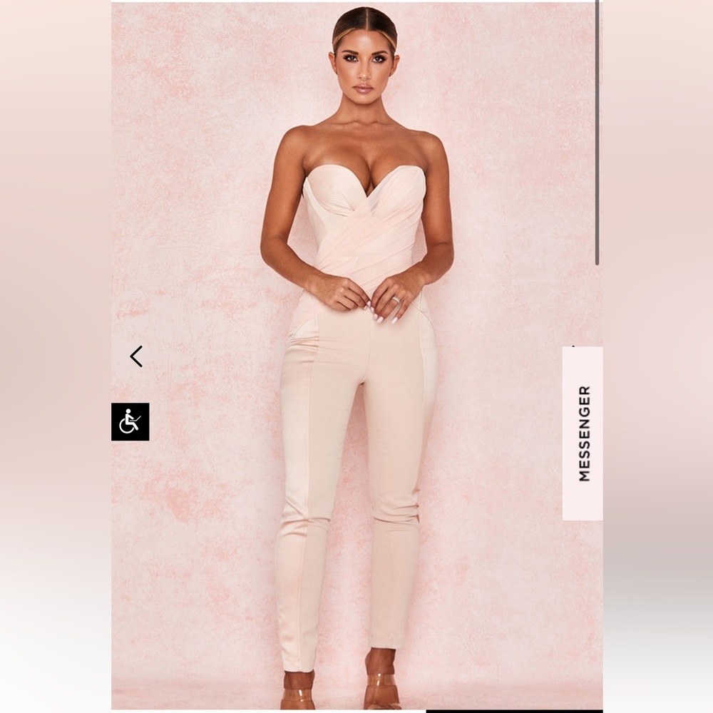 House of CB Casela Blush Satin Crepe Corset Jumpsuit